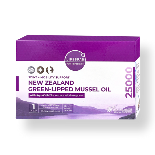 New Zealand Green-Lipped Mussel Oil 25,000 with AquaCelle (90 capsules)