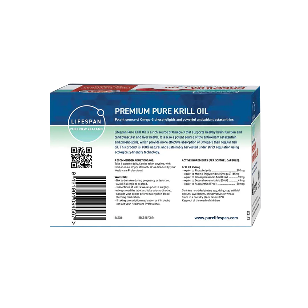 Premium Pure Krill Oil 750mg (60 capsules)